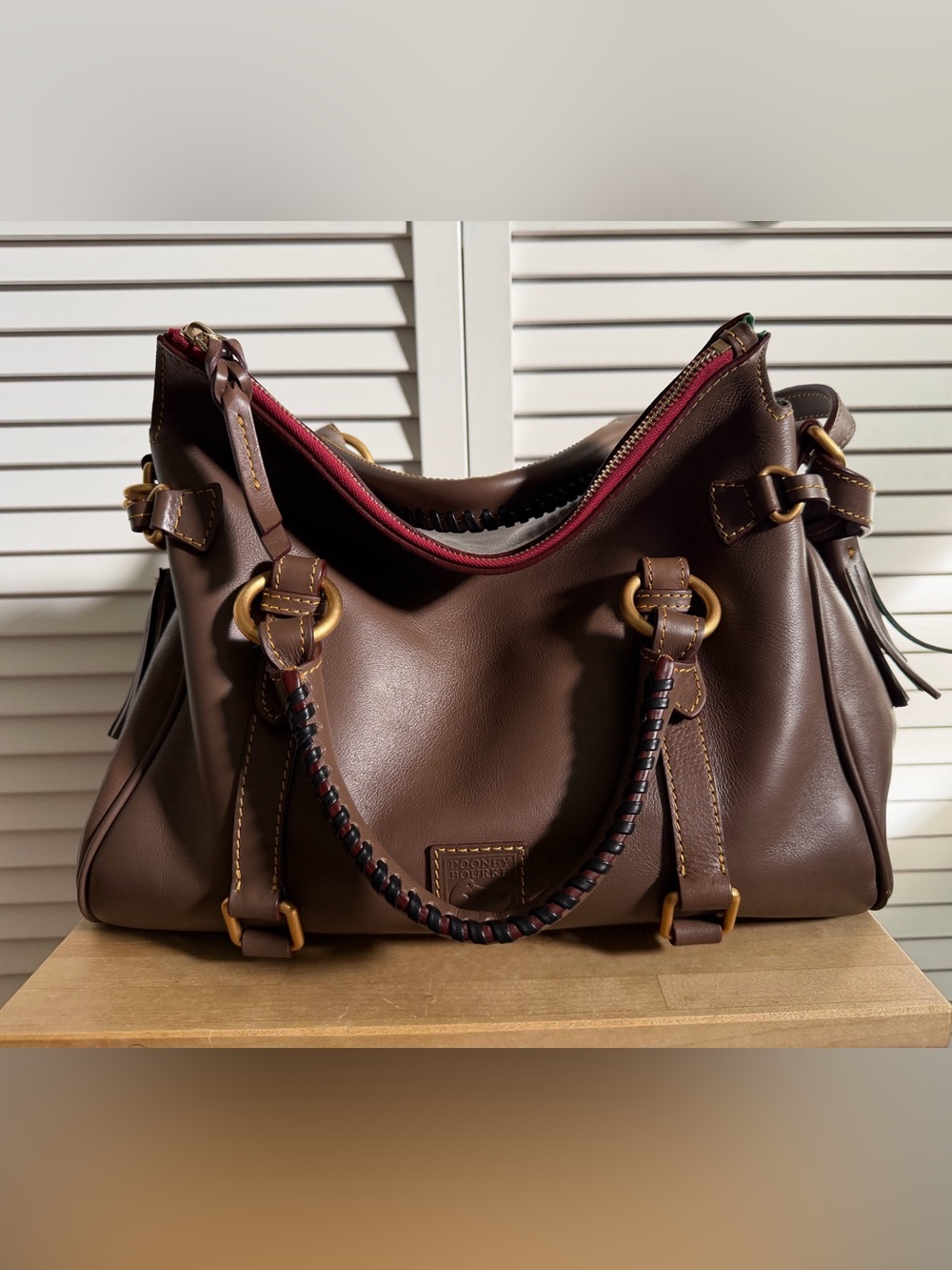 Dooney & Bourke Florentine Satchel, Large in Elephant (hard to find color!) - Picture 2 of 7